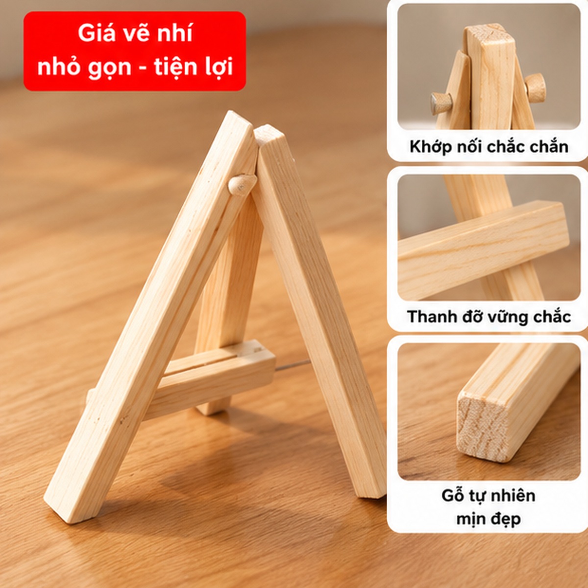 Chi tiết kết cấu gỗ của giá vẽ tranh nhí