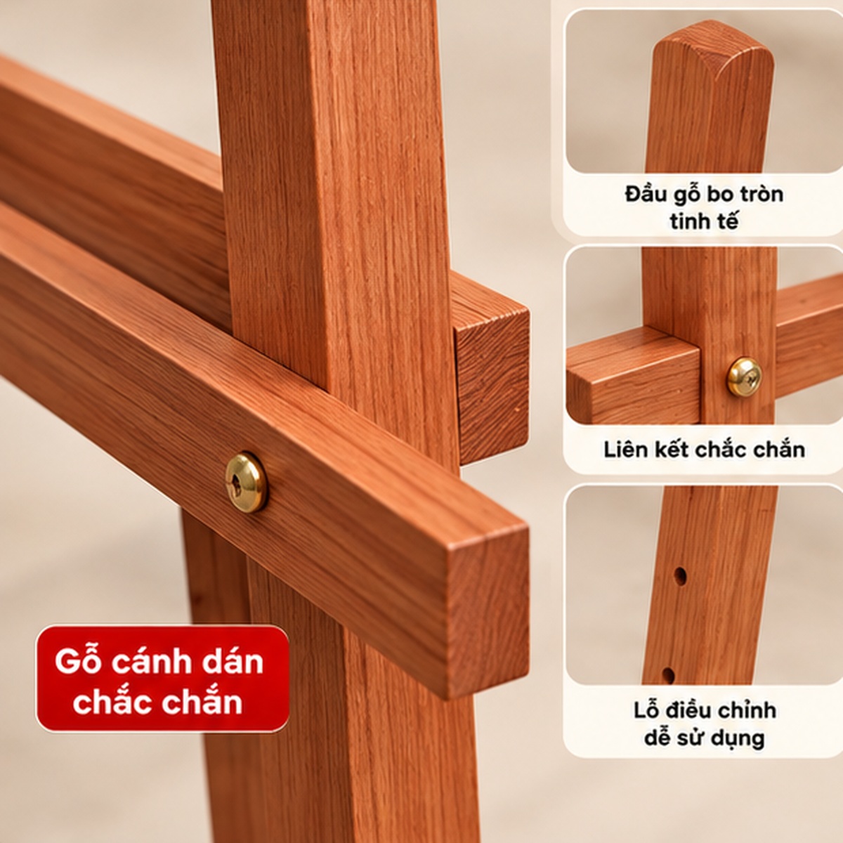 Chi tiết giá vẽ tranh sơn cánh dán cao 150cm