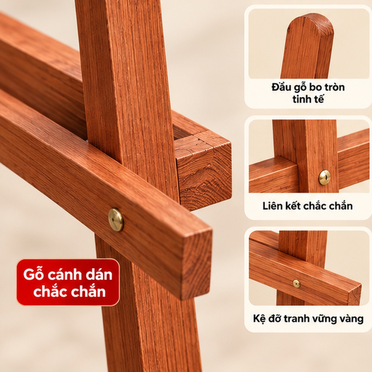 Chi tiết giá vẽ tranh sơn cánh dán cao 90cm