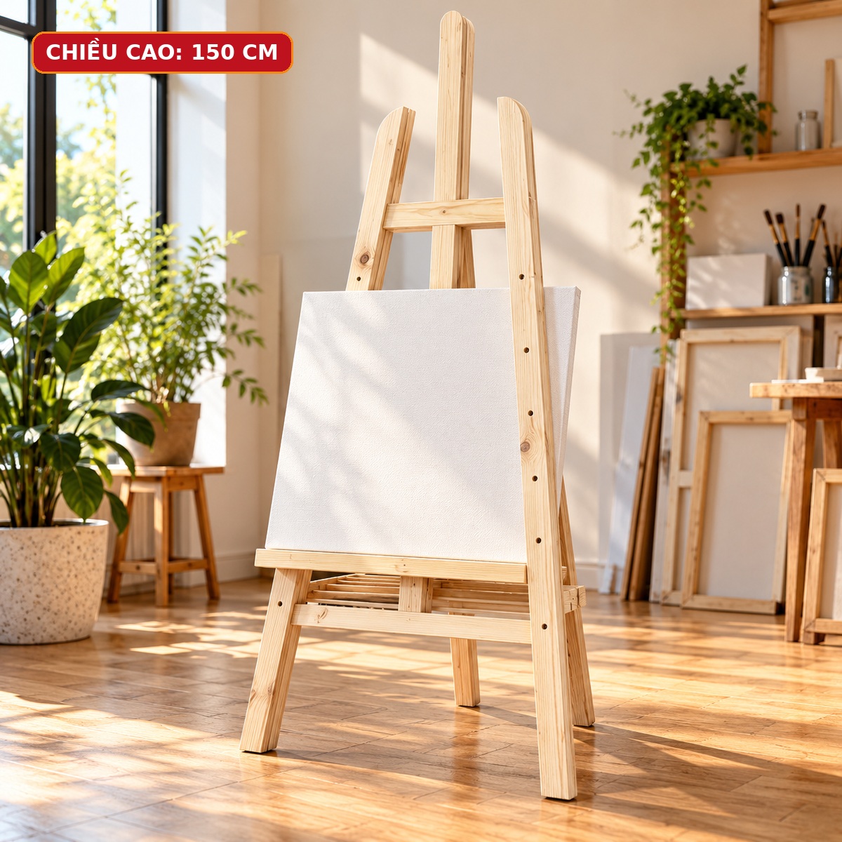 Giá vẽ gỗ 150cm dùng để trưng bày tranh