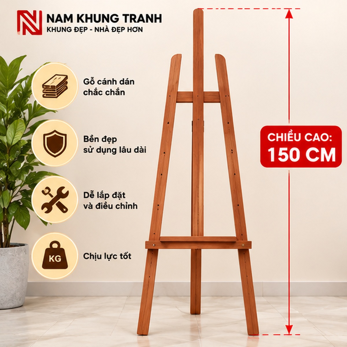Giá vẽ tranh sơn cánh dán cao 150cm của Nam Khung Tranh