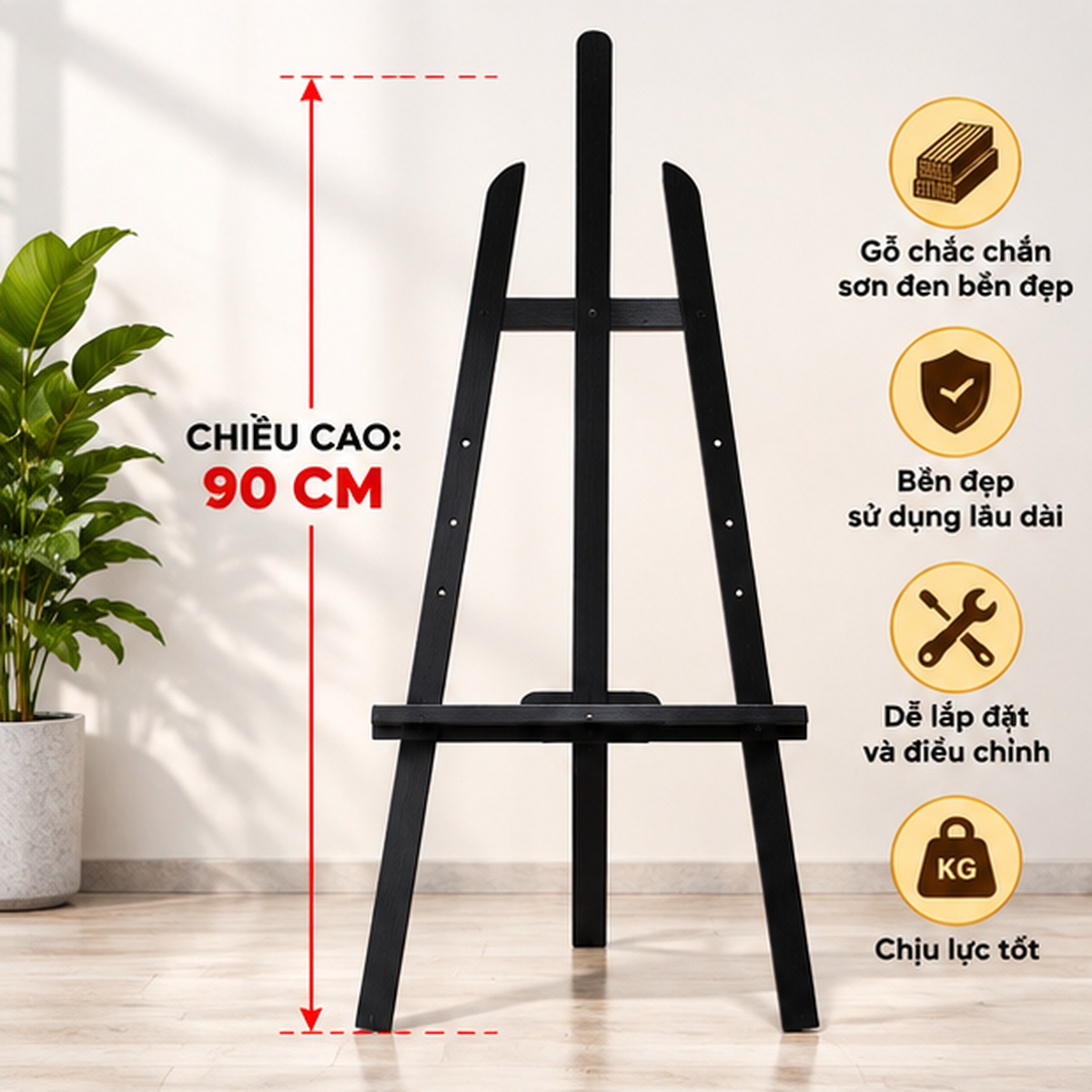 Giá vẽ tranh sơn đen 90cm của Nam Khung Tranh