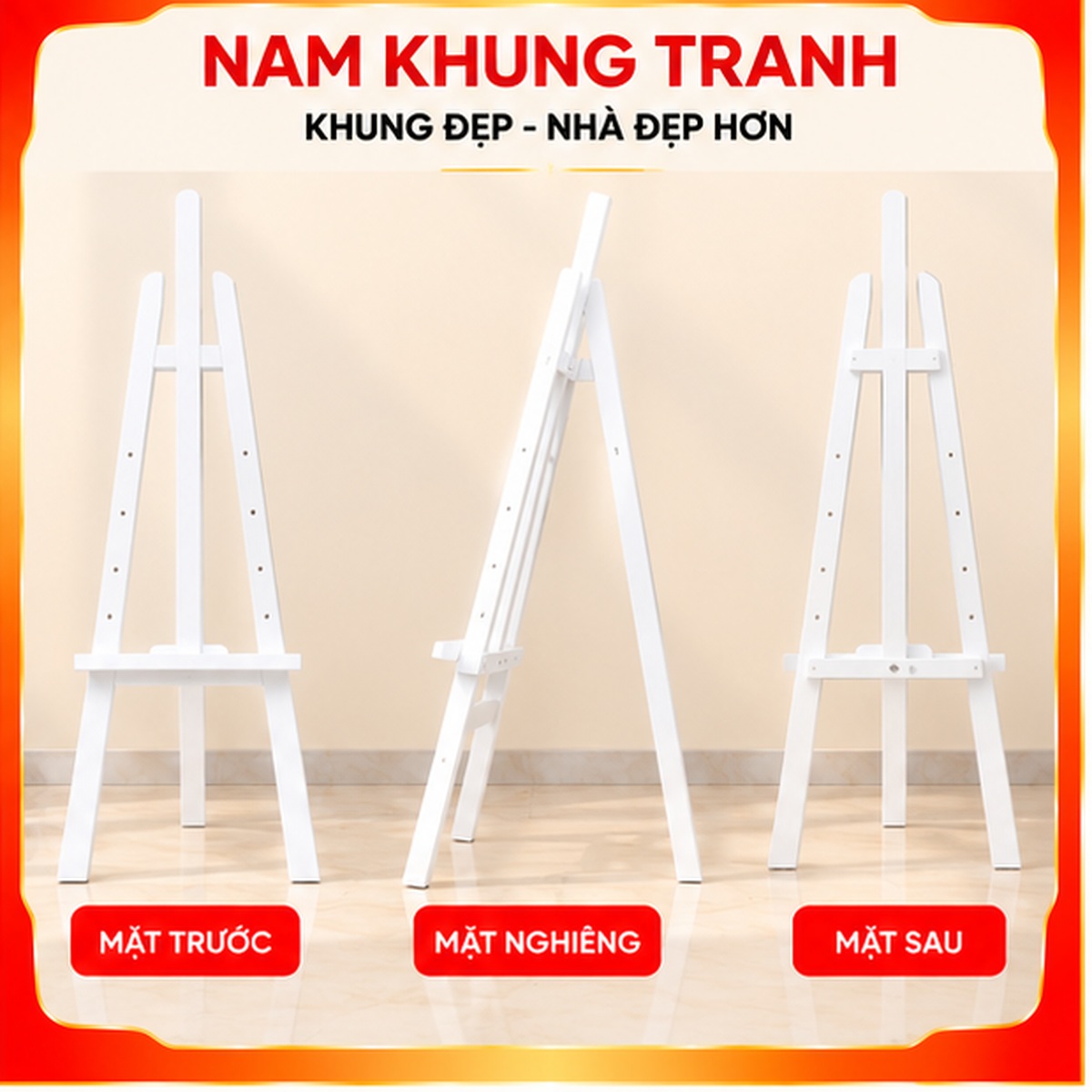 Giá vẽ tranh sơn trắng cao 130cm của Nam Khung Tranh