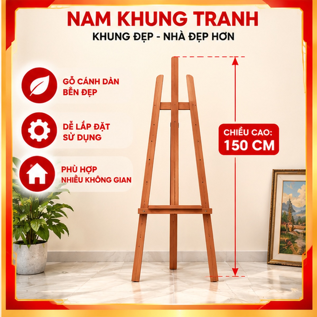 Giá vẽ tranh sơn cánh dán cao 150cm